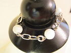 Fossil Sterling Silver Chain Bracelet with White Ceramic Bead Accents CLEARANCE!