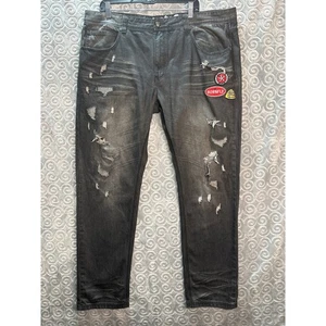 Born Fly Herren 42 Distressed Patched Ripped Jeans Schwarz Denim - Bild 1 von 8
