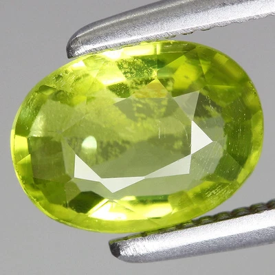 Cojín de piedras preciosas de peridoto verde brillante natural sin tratar 0,81 quilates 6,9 x 5,2 mm Myanmar Foto 1 de 4