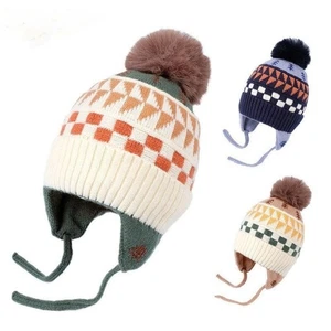 Wool Ear Protection Hat Soft Children Beanies Baby Warm Hat Boy Girl - Picture 1 of 18