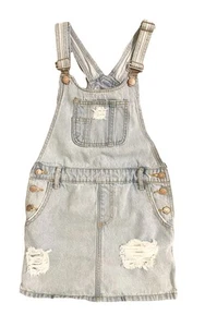 Forever 21  Distressed Blue Denim Overall Skirt Girls Size 10 - Picture 1 of 3