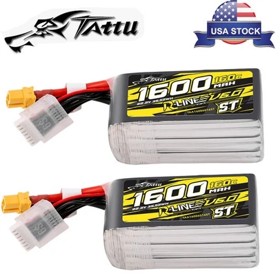 2X Tattu R-Line Version 6.0 1600mAh 160C 6S 22.2V ST Lipo Battery With XT60 Plug - Image 1 of 4