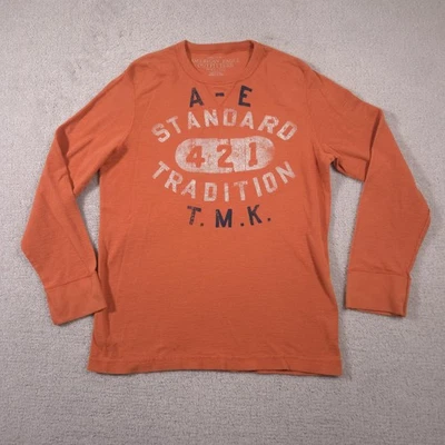 Camisa American Eagle Para Hombres XL Naranja Manga Larga Térmica Gráfico 421 TMK Atlética Foto 1 de 4