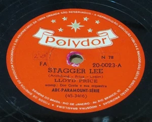 LLOYD PRICE 1959 “STAGGER LEE/YOU NEED LOVE” RARE EDITION! 78 RPM 10” BRAZIL - Bild 1 von 6