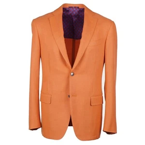 Zilli Tangerine Orange Woven Wool-Silk-Cashmere Sport Coat Slim 50R (Eu 60) NWT - Picture 1 of 11
