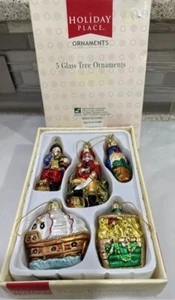 Juego mixto de adornos de vidrio navideño vintage Holiday Place 5 DRAGAS largas - Imagen 1 de 10