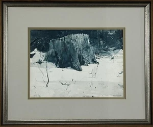 Andrew Wyeth Up in the Woods Print Framed Double Matted Signed Tree Stump - Picture 1 of 9