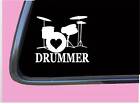 Drummer with Heart TP 422 vinyl 8" Decal Sticker snare bass pedal drumset drum