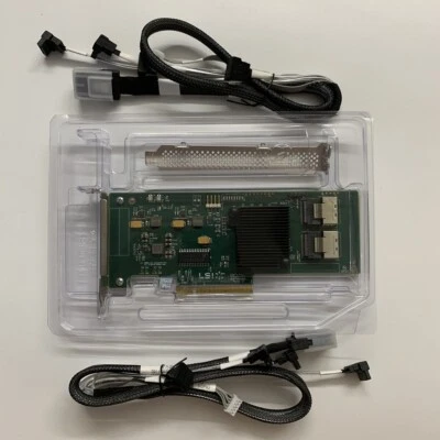 LSI SAS2008-8I SATA 9211-8i 6Gbps 8 Ports HBA PCI-E RAID Card+2 8087 SATA cable - Image 1 of 4