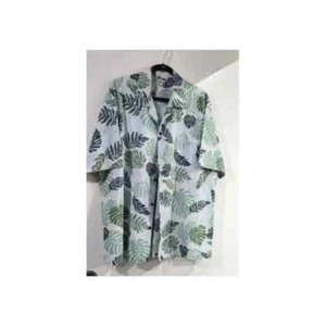 ALOHA REPUBLIC Hawaiian Shirt White with Philodendron Leaves Vintage Men's XL - Picture 1 of 4
