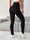 Damskie czarne legginsy sportowe z wysokim stanem trening joga elastyczne - rozmiar 8
