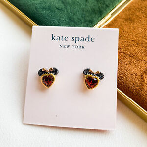 Kate Spade Gold Red Stone Disney Minnie Mouse Stud Earrings