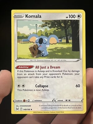 Pokemon Lost Origin Komala 149/196 NM/M ( Error Card SQUARE CUT CORNERS - Image 1 of 2
