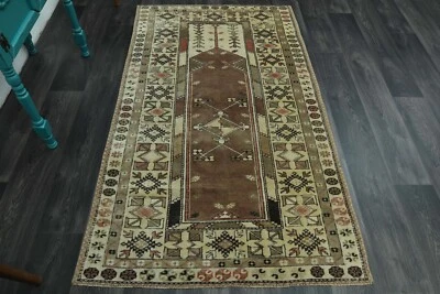 3.8x6.6 ft, Antique Turkish Rug, Oushak Rug, Vintage Rug, Area Rug, Wool Rug - Image 1 of 4