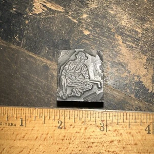 Print Block “ Man Playing Golf, Strategizing “ Lead Block - Picture 1 of 4