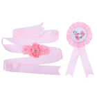 2 Pcs Pink Polyester Material Baby Shower Pins Mommy Sash Badge