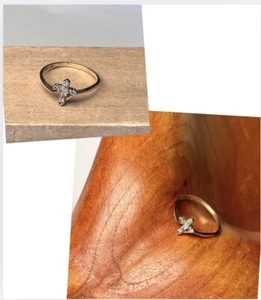 10k Gold Diamond Cross Ring Size 6.5 - Picture 1 of 11