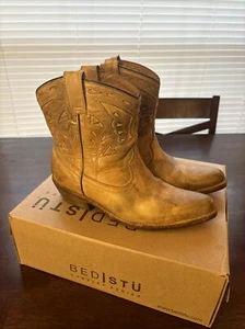 Bed Stu “Filly” Tan Rustic White BFS Women’s Cowboy Boots Cobbler Series 7.5 - Picture 1 of 11