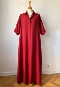 Hannes Roether Rot Cupro/Baumwolle Lang Kleid, Größe: M - Bild 1 von 10