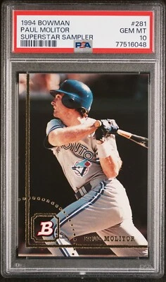 Paul Molitor - 1994 Bowman Superstar Sampler   PSA 10 - Image 1 of 2