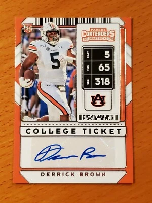 2020 Contenders Draft #159 Derrick Brown Auburn Panthers Rookie Auto - Image 1 of 2