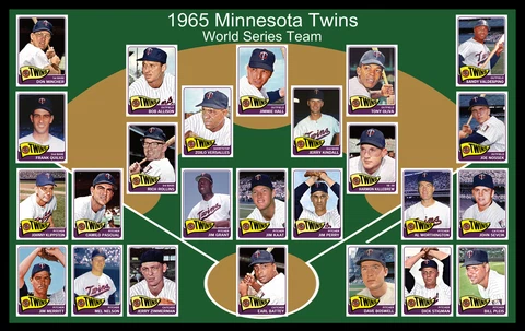 1965 MINNESOTA TWINS Baseball Card POSTER Man Cave Team Photo Decor Art Fan Gift Cover