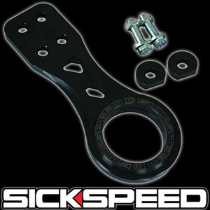 ALUMINUM FRONT BUMPER HIGH STRENGTH RACING TOW HOOK SET BLACK P1 - Picture 1 of 1