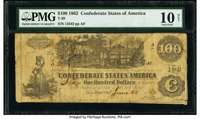 T-39 $100 1862 A.J. Guirot Asst. Treasurer issue endorsement July 18, 1862-Jacks - Image 1 of 3