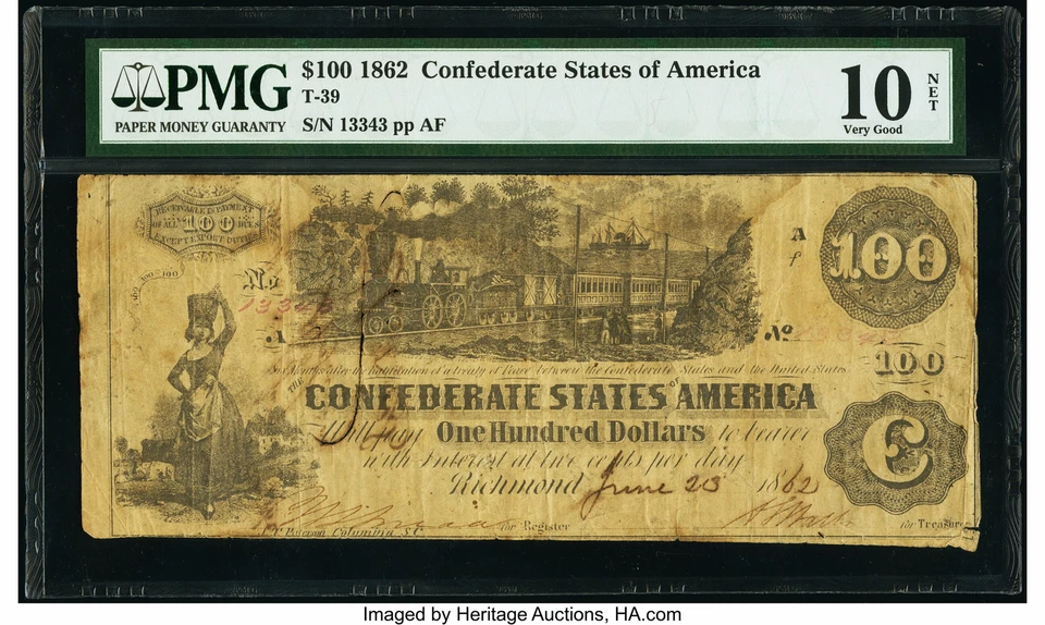 T-39 $100 1862 A.J. Guirot Asst. Treasurer issue endorsement July 18, 1862-Jacks - Image 1 of 3