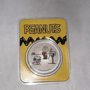 Peanuts Snoopy & Charlie Brown VALENTINE  1 oz .999 COLORIZED Silver Round Coin - Picture 1 of 20