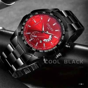 Reloj cuarzo elegante para hombre calendario luminoso regalo festivo rojo negro - Bild 1 von 8