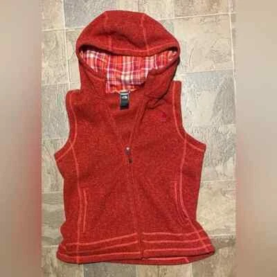 Chaleco tejido con capucha media luna The North Face para mujer - rojo jaspeado y cuadros - L Foto 1 de 4