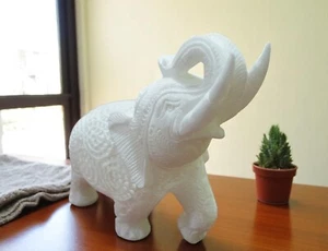 3" Marble Elephant Statue – Symbol of Wisdom & Strength for Home or Garden Decor - Picture 1 of 7