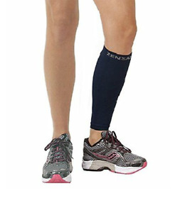 (1) Zensah Leg Sleeves, Shin Splint Running Compression Calf Sleeves-Black SX/S