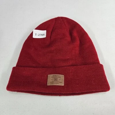 DC Shoes Men Hat One Size Red Beanie Knit Acrylic Logo Patch Adult Casual - Image 1 of 4