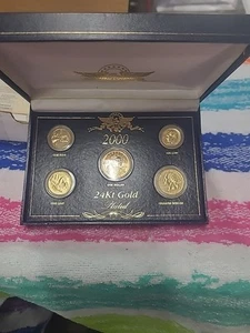 24k Gold Plated Commemorative 5 Coin Lot. Year 2000 - Picture 1 of 4