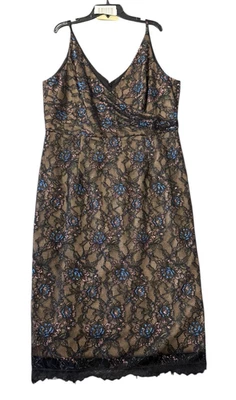 NUEVO Vestido de cóctel Dress the Population para mujer Fiona de encaje metálico negro XXL Foto 1 de 3