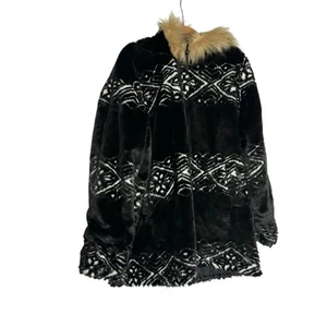 Giacca cappotto donna dentro pelliccia sintetica foderato cappuccio Fair Isle full zip davanti più 2X - Foto 1 di 8
