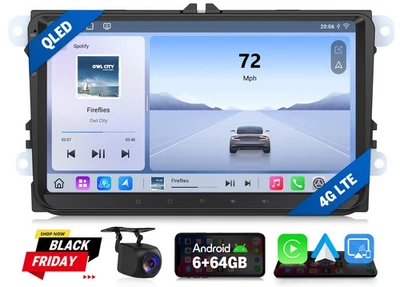 Autoradio Android 13 6+64 GPS Navi DSP 4G CarPlay für VW Golf 5 6 Polo T5 Touran - Bild 1 von 4