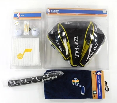 Lot of (4) Utah Jazz Golf Lot: Towel Grip Set of Headcovers Remix Gift Set Balls - Image 1 of 4