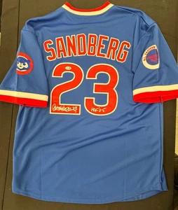 Ryne Sandberg Signed Autographed Inscribed Mitchell & Ness Cubs Jersey Sz 52 JSA - Picture 1 of 6