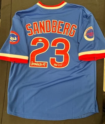 Ryne Sandberg Signed Autographed Inscribed Mitchell & Ness Cubs Jersey Sz 52 JSA - Image 1 of 4