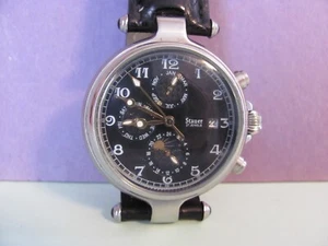 STAUER-- Men's Watch-- Black Noire-- Moon Phase-- 27 Jewels-- Automatic-- #14587 - Picture 1 of 21