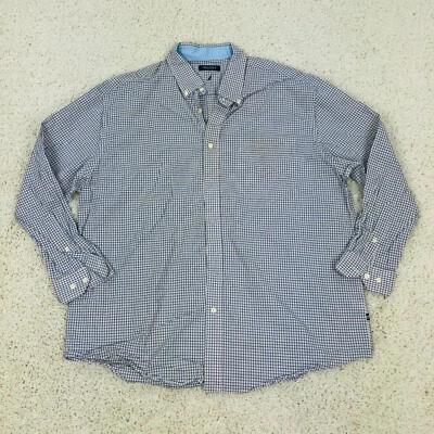 Camisa con botones Nautica 17 1/2" 33-34 azul amarillo manga larga a cuadros para hombre C2 Foto 1 de 4