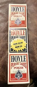 Vintage Rare Hoyle Poker Playing Cards Tall 3 pack Jumbo Decks USA New Sealed - Picture 1 of 7