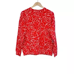 Athleta Balance Sweatshirt Abstract Floral Matador Red Size XS - Picture 1 of 7