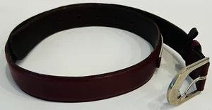 Dolce & Gabbana Waist Belt Woman's Burgundy Bordeaux Leather Silver Metal Buckle - Picture 1 of 10