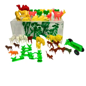 Vintage Toy Plastic Animals, Farm Animals, Tractor - Picture 1 of 2