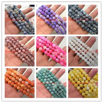 8/10/12mm Multi-color Dream Fire Dragon Veins Agate Round Gems Loose Beads 15" - Image 1 of 4