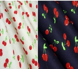 Cherries Navy Cream Polycotton Prints - Per Metre - Simply Sew Crafty™ - Picture 1 of 3